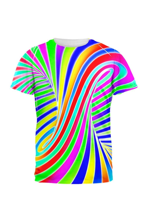 Rainbow Trippy Swirl All Over Mens T Shirt Multi MD