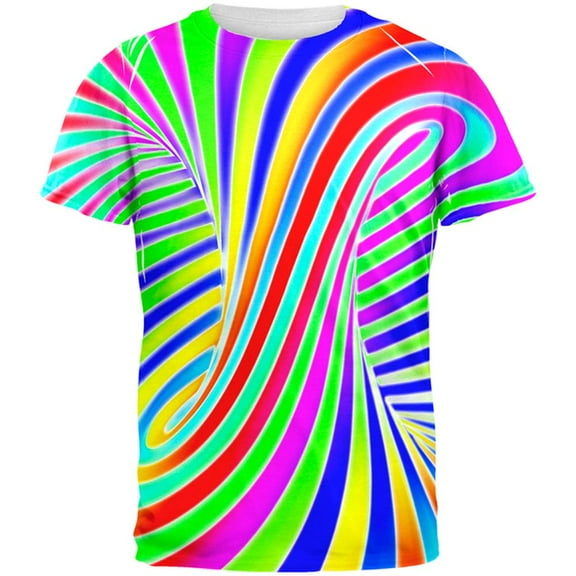 Rainbow Trippy Swirl All Over Mens T Shirt Multi SM