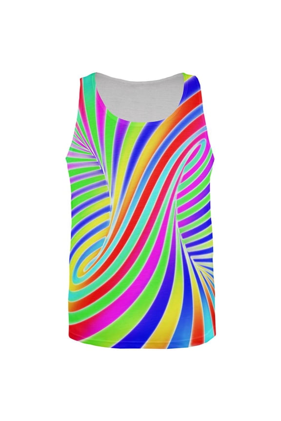 Rainbow Trippy Swirl All Over Mens Tank Top Multi MD