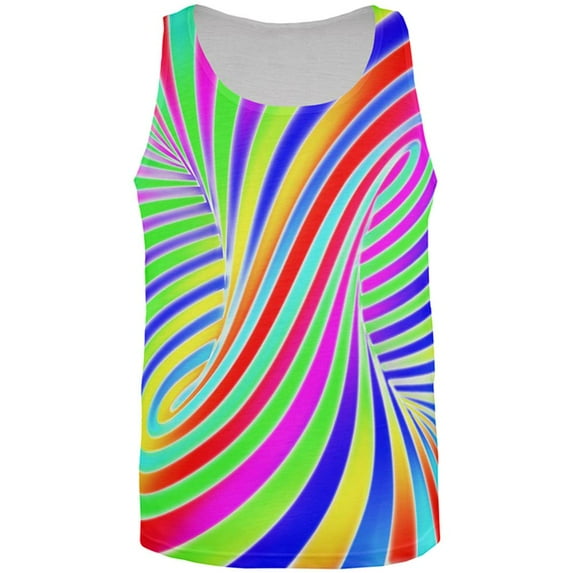Rainbow Trippy Swirl All Over Mens Tank Top Multi MD