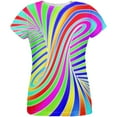 thumbnail image 1 of Rainbow Trippy Swirl All Over Womens T Shirt Multi MD, 1 of 2