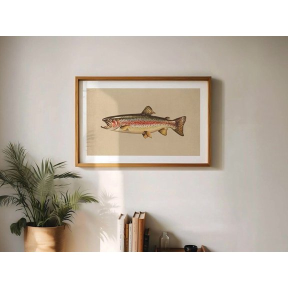 Rainbow Trout Cabin Wall Art Print, Living Room, Gallery Wall, Home And Bedroom Decor