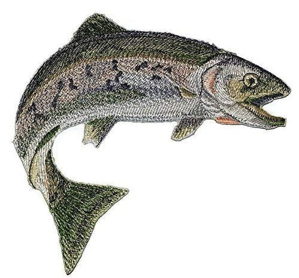 Rainbow Trout Embroidered Iron On/Sew patch [7" x 5"]