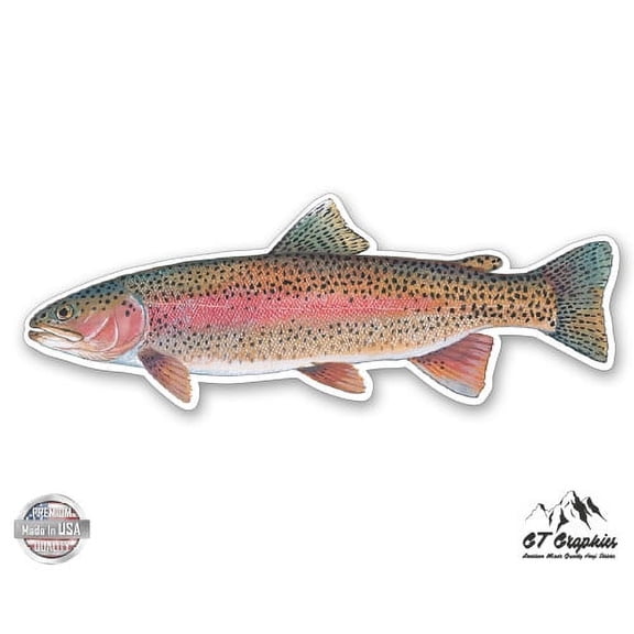 Rainbow Trout Fish - 3" Vinyl Sticker - For Car Laptop I-Pad Phone Helmet Hard Hat - Waterproof Decal