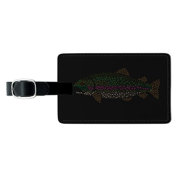 Rainbow Trout Fish Dots Spots Pattern Rectangle Leather Luggage Card Suitcase Carry-On ID Tag
