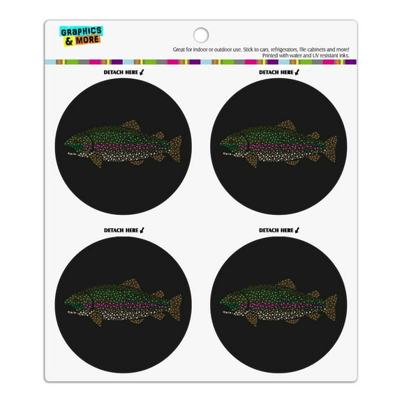 Rainbow Trout Fish Dots Spots Pattern Refrigerator Fridge Locker Vinyl Circle Magnet Set