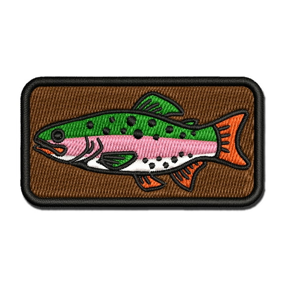 Rainbow Trout Fish with Spots Fishing Applique Multi-Color Embroidered Hook & Loop Patch - 3 Inch Medium