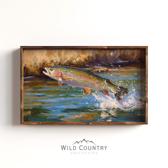 Rainbow Trout Fishing Poster, Nature Wall Art