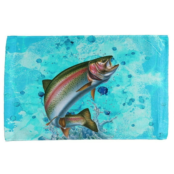 Rainbow Trout Jumping Splash All Over Hand Towel