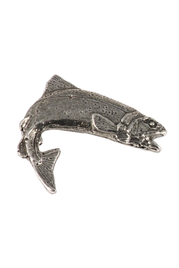 Rainbow Trout Leaping Pin, Pewter, F004, 1 1/4" Lapel Pin, Hat, Pins, Brooch, Brooches, Jewelry, Gift, Fishing, Salmonoids,100% Handmade in the USA, 200 Fish Designs Available