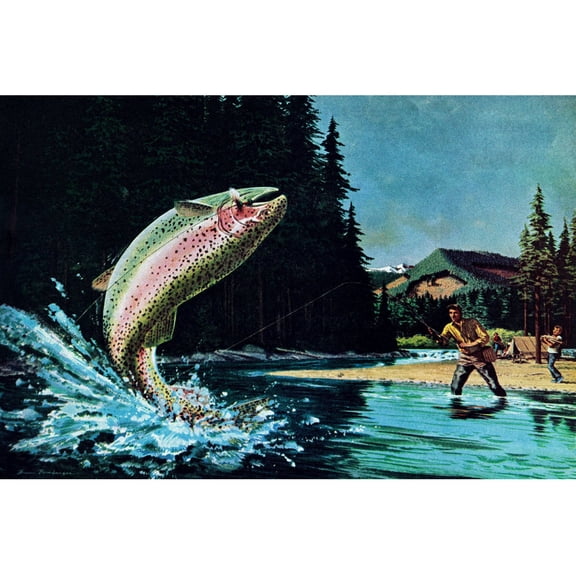 "Rainbow Trout" Painting Print on Wrapped Canvas