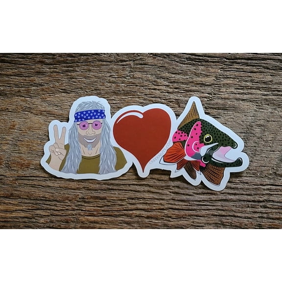 Rainbow Trout Peace & Love Sticker Decal