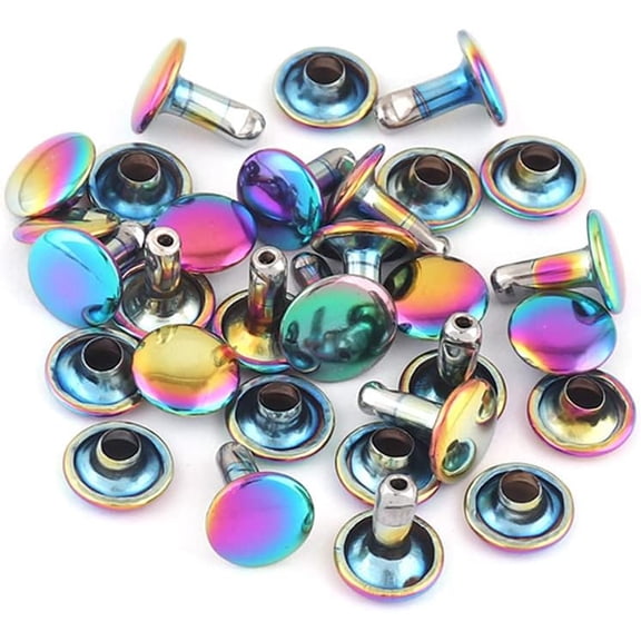 Rainbow Tubular Double Cap Rivets, 9mm Rainbow Rapid Rivet, Round,50 PCS