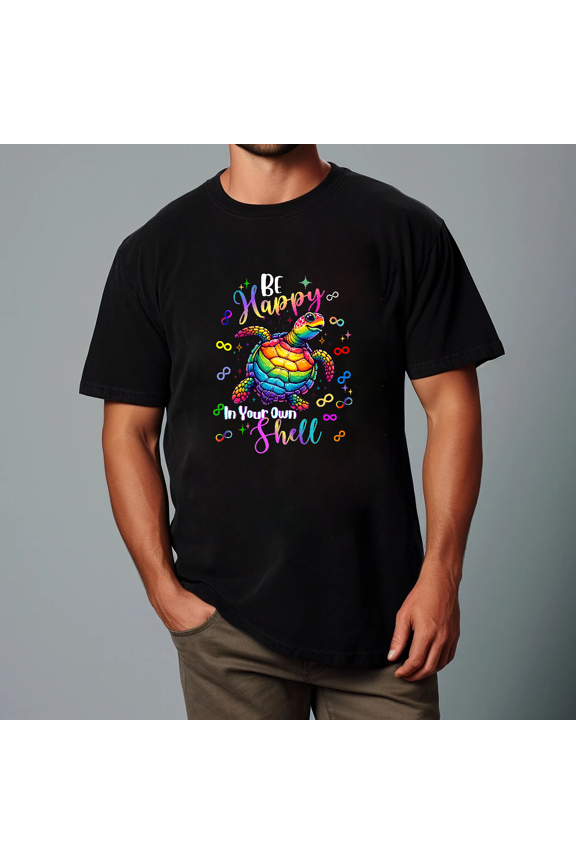 Rainbow Turtle Be Happy In Your Own Shell Autism Awareness Unisex T-Shirt V11315, up to size 5XL