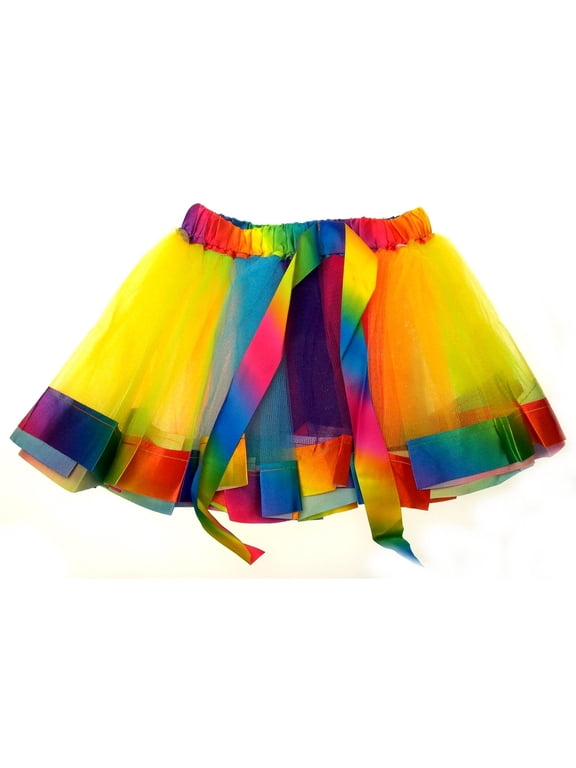 Rainbow Tutu Skirt Mesh Infant Toddler Girls Dress Up Costume Dance Ballet Tulle