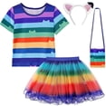 thumbnail image 1 of Rainbow Tutu dress for Girls,Birthday Outfit Set Costumes with Headband and Bag Christmas Outfits 3-8Y, 1 of 5