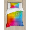 thumbnail image 1 of Rainbow Twin Size Duvet Cover Set, Vibrant Neon Colors Circles Rounds Dots Radiant Composition Iridescent Effect Print, Decorative 2 Piece Bedding Set with 1 Pillow Sham, Multicolor, by Ambesonne, 1 of 3