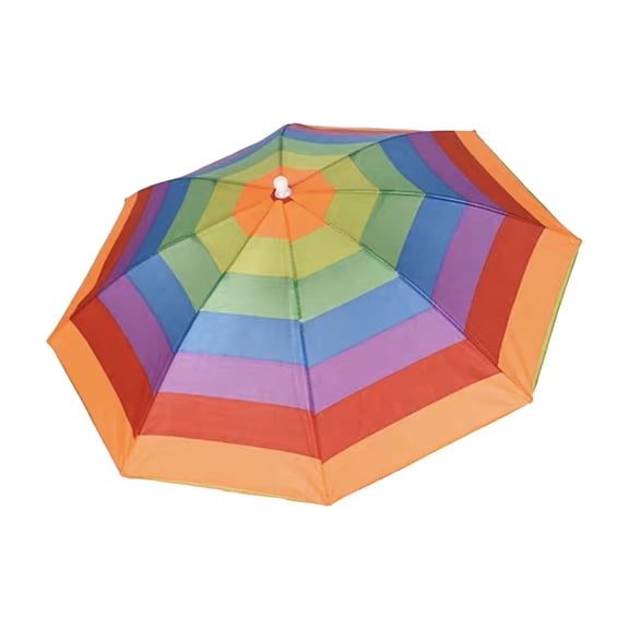 Rainbow Umbrella Hat with Elastic Band 20.47" Diameter - Waterproof Hands Free Fishing Hat for Adults Kids Women Men - Foldable Adjustable Sun Protection for Beach Travel Gardening Outdoor