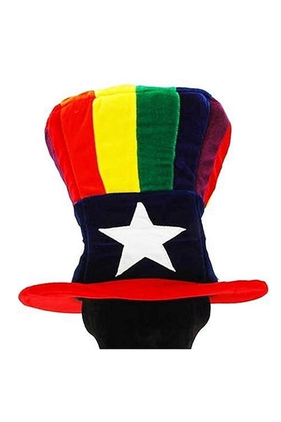 Patriotic Rainbow Uncle Sam Velvet Adult Costume Hat