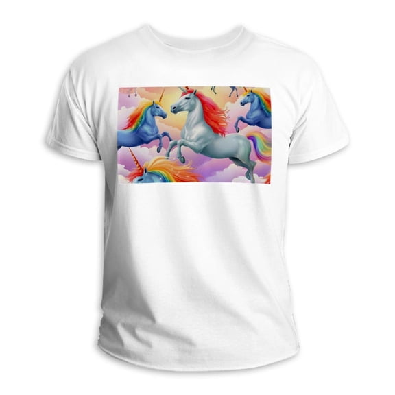 Rainbow Unicorn 100% Cotton White T-Shirt - Classic Comfort and Style for Men and Women - Essential Wardrobe Staple - Various Sizes Available - Lightweight and Breathable
