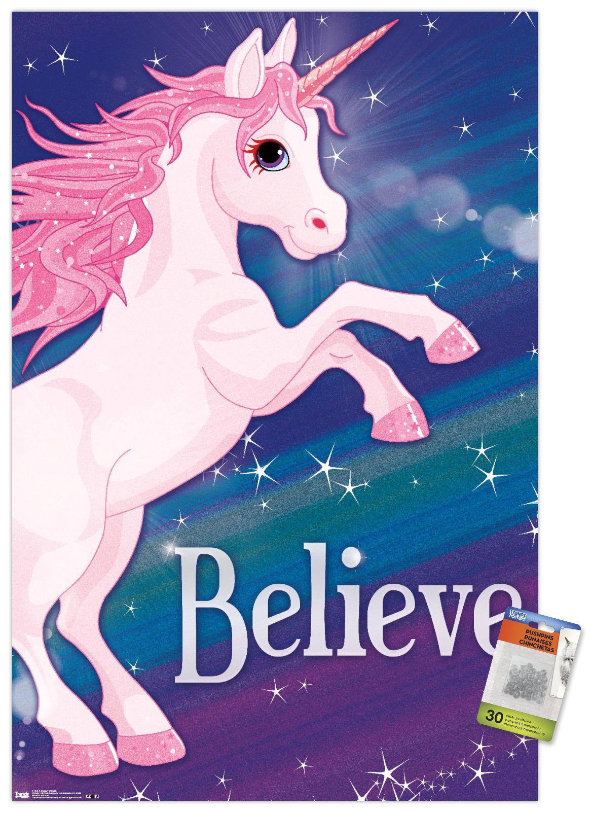 Rainbow Unicorn Wall Poster with Push Pins, 22.375" x 34" - Walmart.com