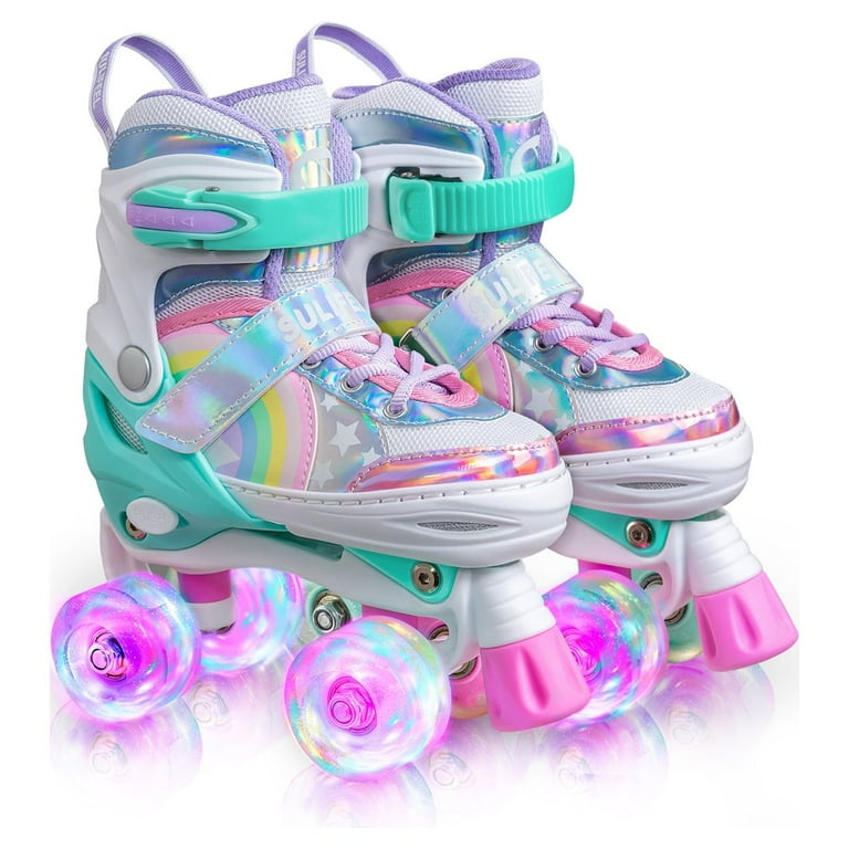 pour enfant ロザリン　セットアップ　120 Rainbow Unicorn Adjustable Roller Skates for Kids with Light