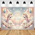 thumbnail image 1 of Rainbow Unicorn Background Birthday Party Custom Decoration Floral Glitter Star Flower Banner Baby Shower Photo Studio Shoots, 1 of 10