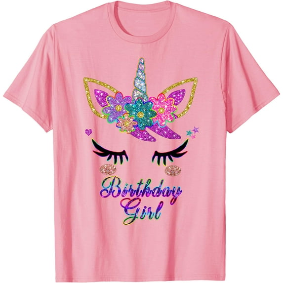 Rainbow Unicorn Birthday Cute Unisex T-Shirt for Men Women Kids Toddler,Light Pink Color,Size 2XL