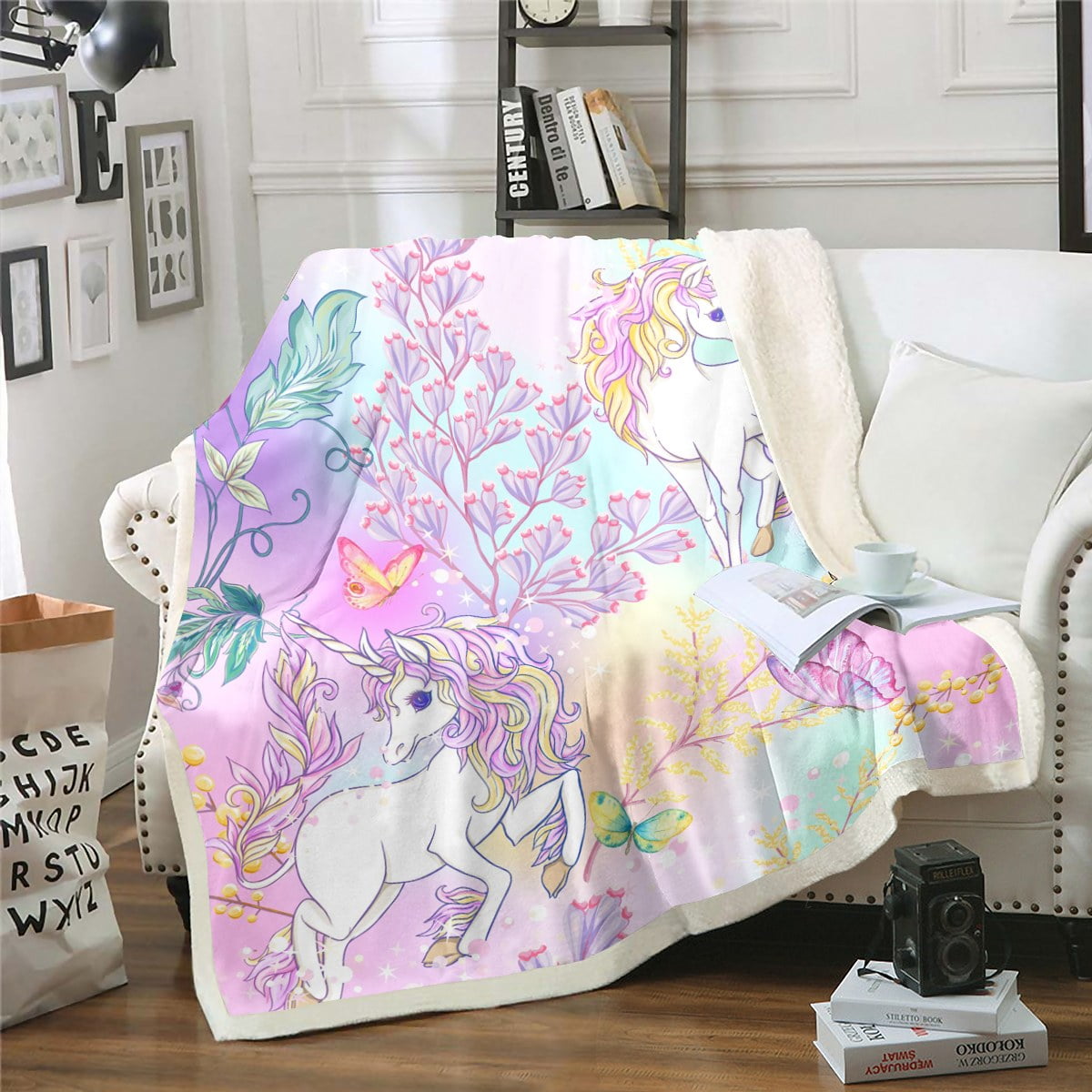 Rainbow Unicorn Blanket Twin Size Ombre Purple Unicorn Throw Blanket