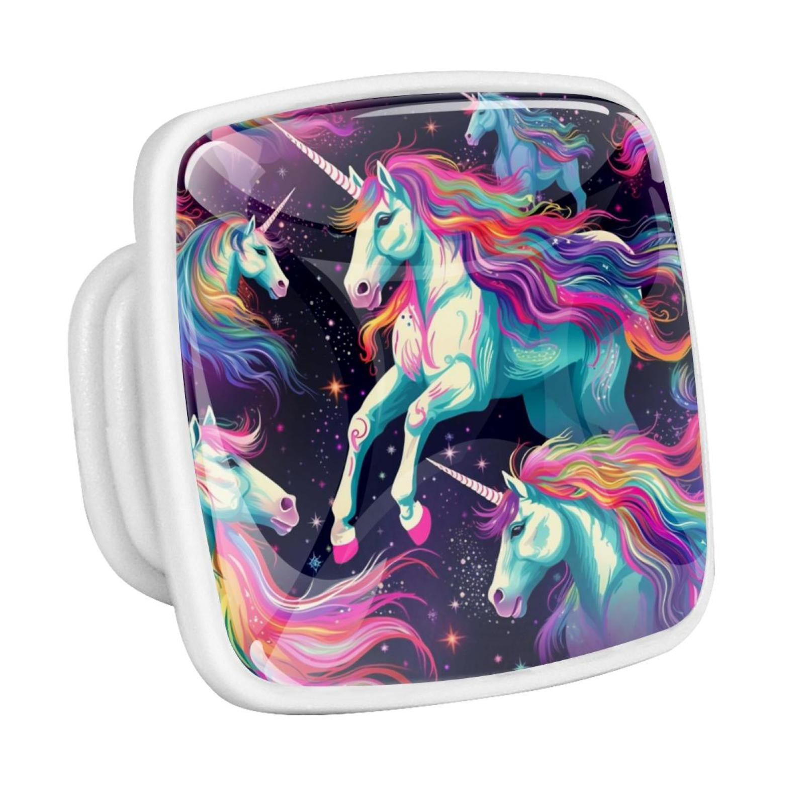 Rainbow Unicorn Cartoon Fluorescent Drawer Pulls with Screws Square 4
