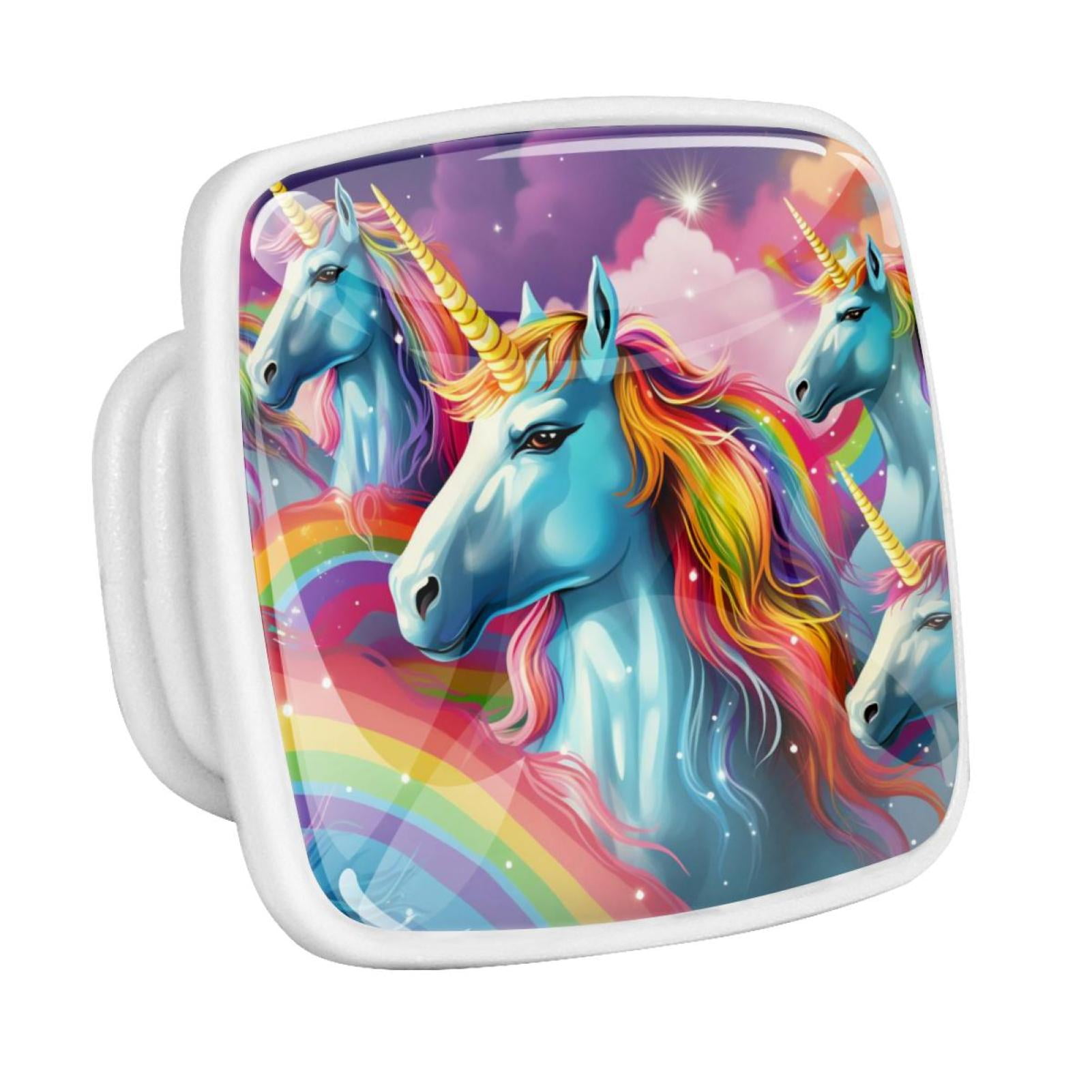 Rainbow Unicorn Cartoon Fluorescent Drawer Pulls with Screws Square 4