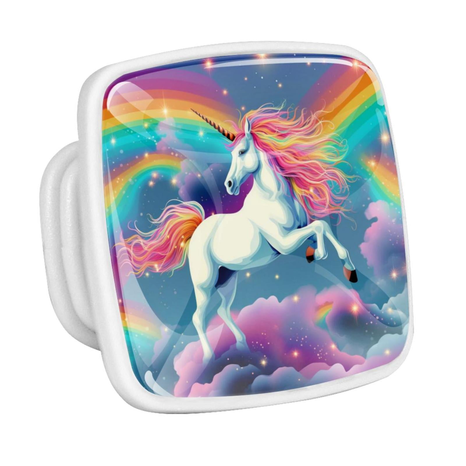 Rainbow Unicorn Cartoon Fluorescent Drawer Pulls with Screws Square 4