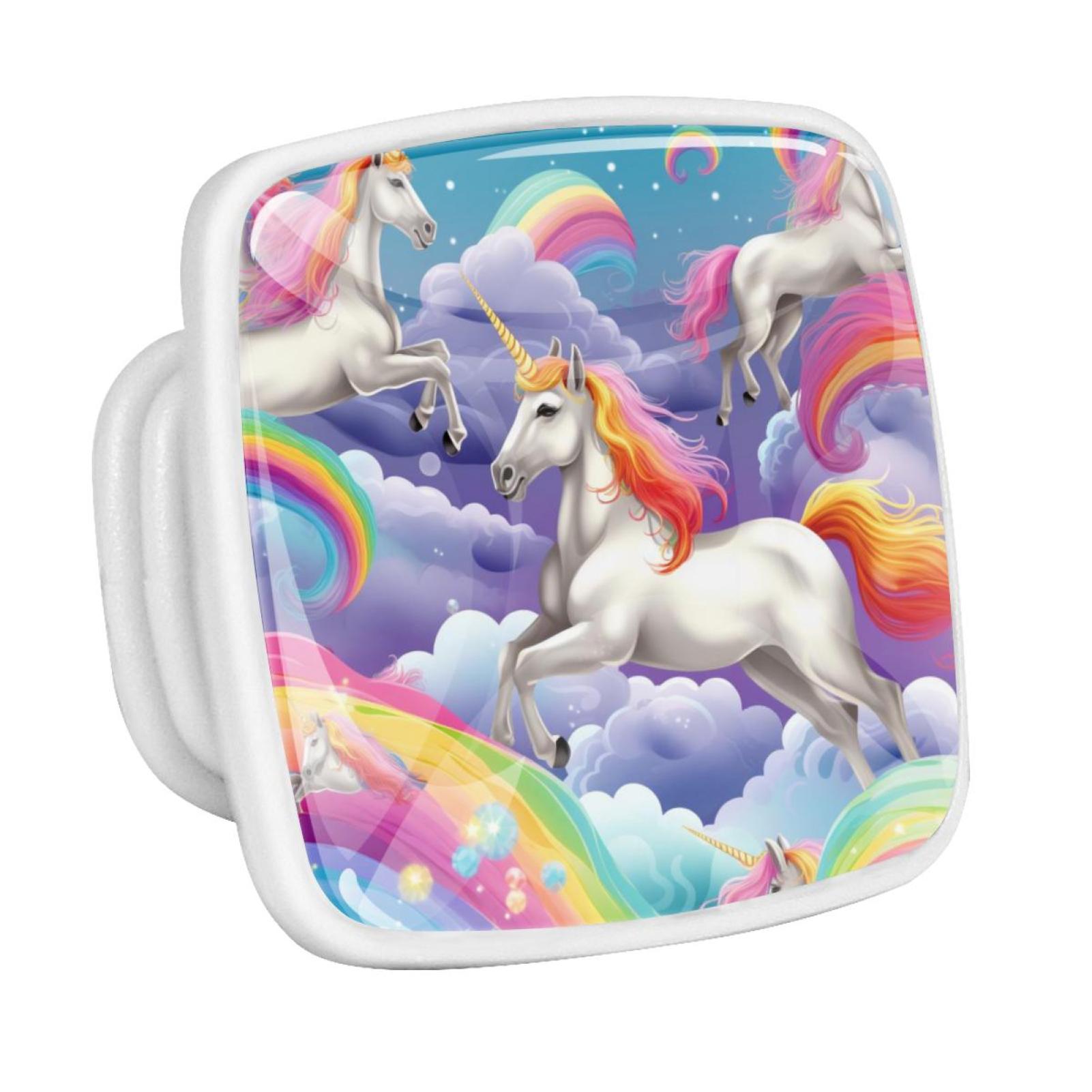 Rainbow Unicorn Cartoon Fluorescent Drawer Pulls with Screws Square 4