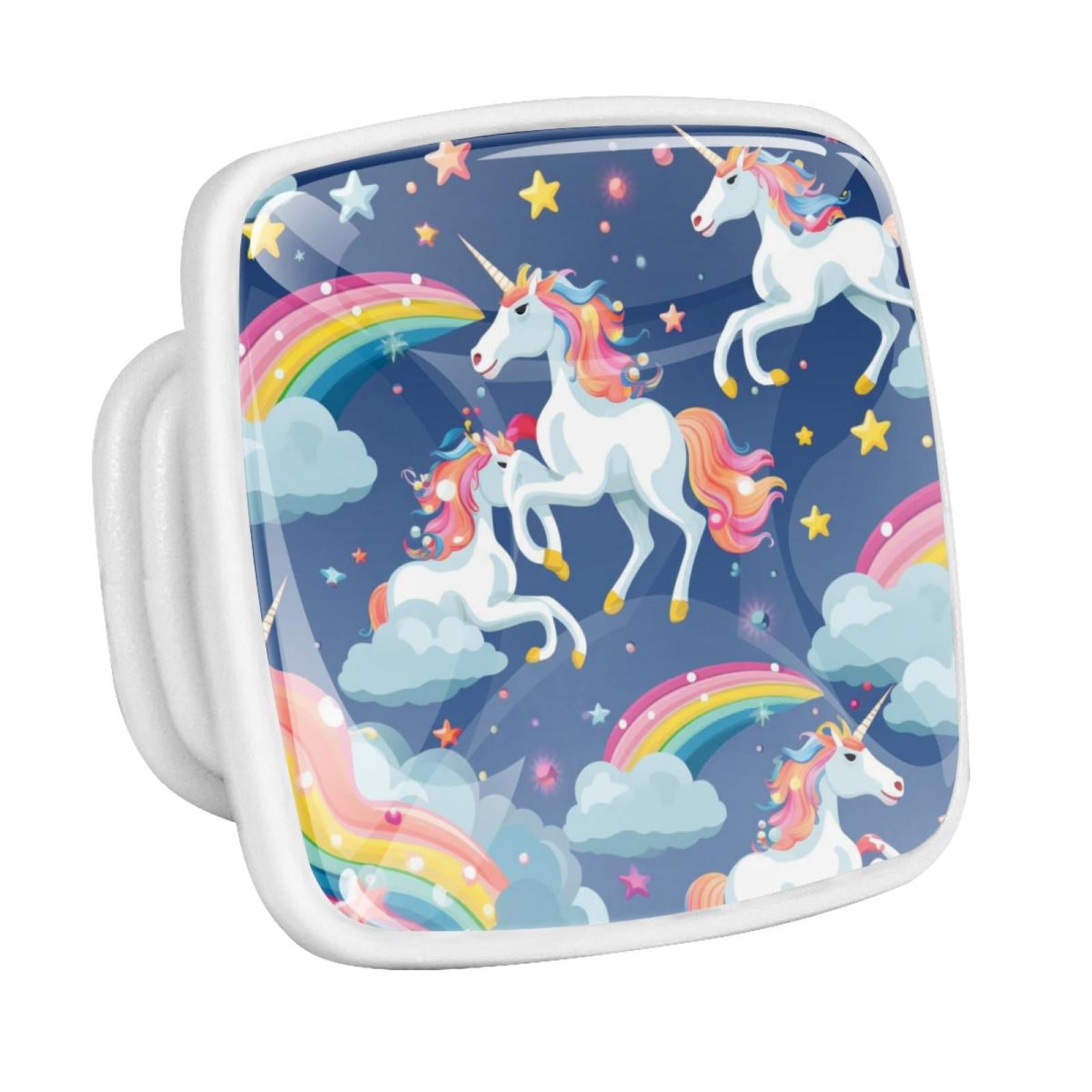 Rainbow Unicorn Cartoon Fluorescent Drawer Pulls with Screws Square 4
