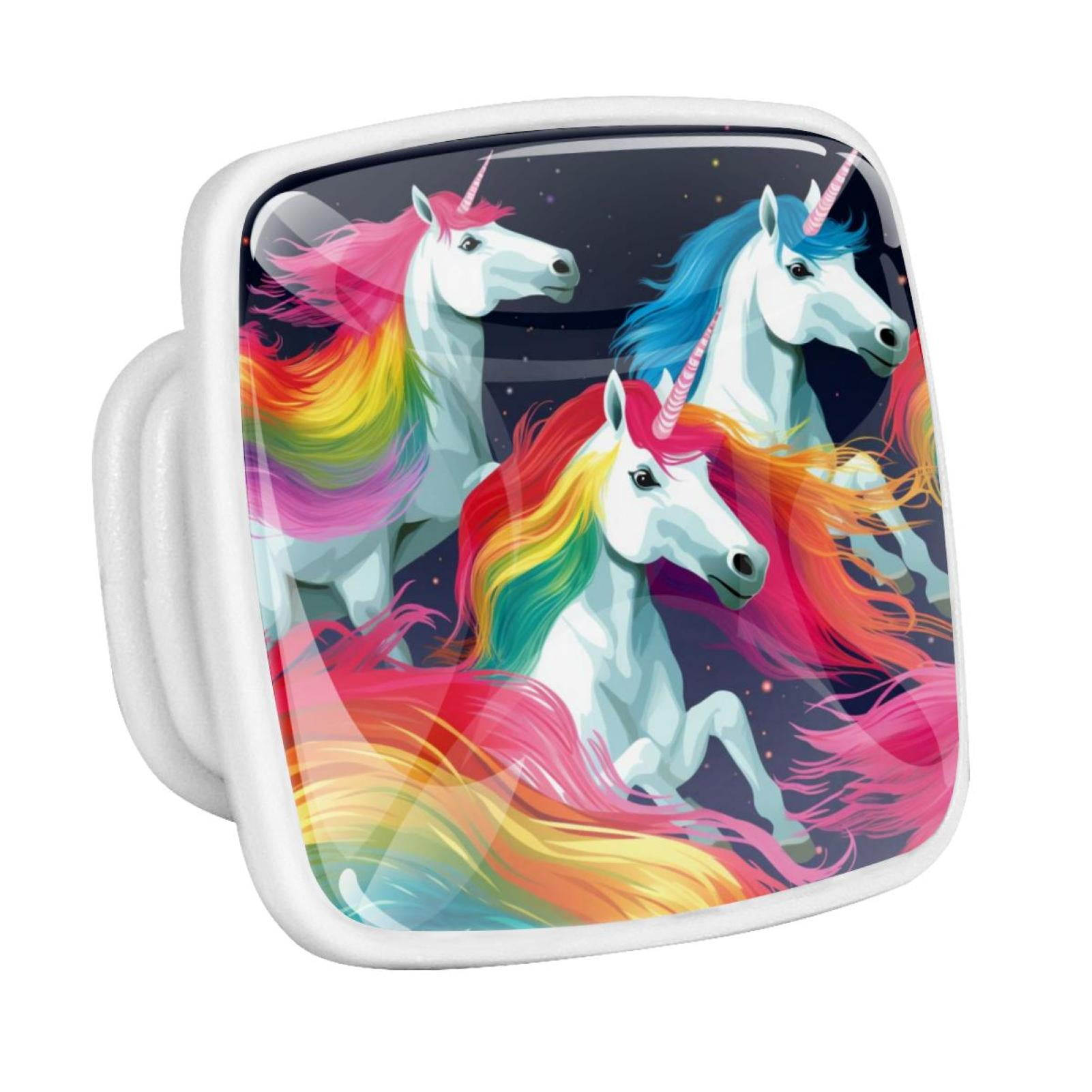Rainbow Unicorn Cartoon Fluorescent Drawer Pulls with Screws Square 4