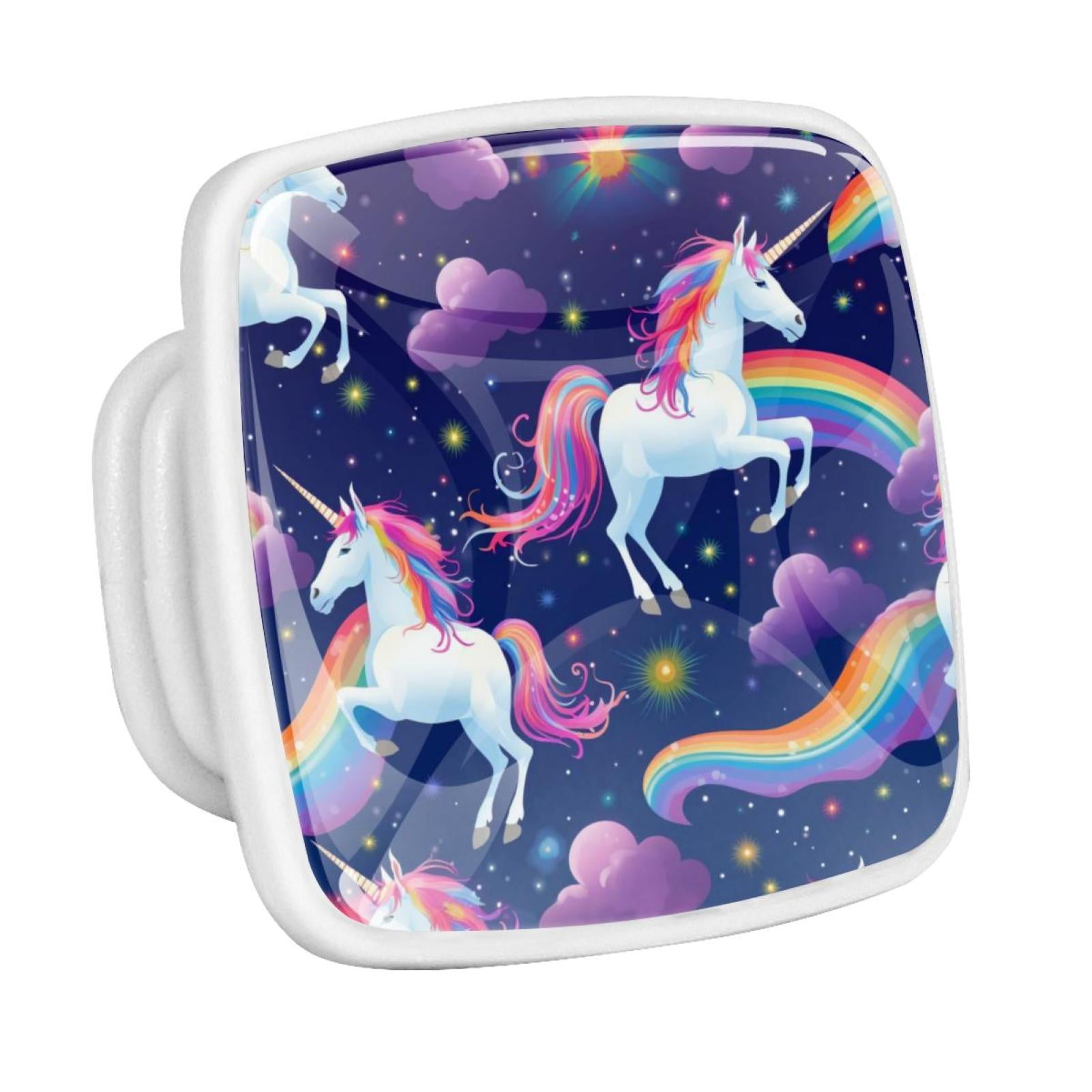 Rainbow Unicorn Cartoon Fluorescent Drawer Pulls with Screws Square 4