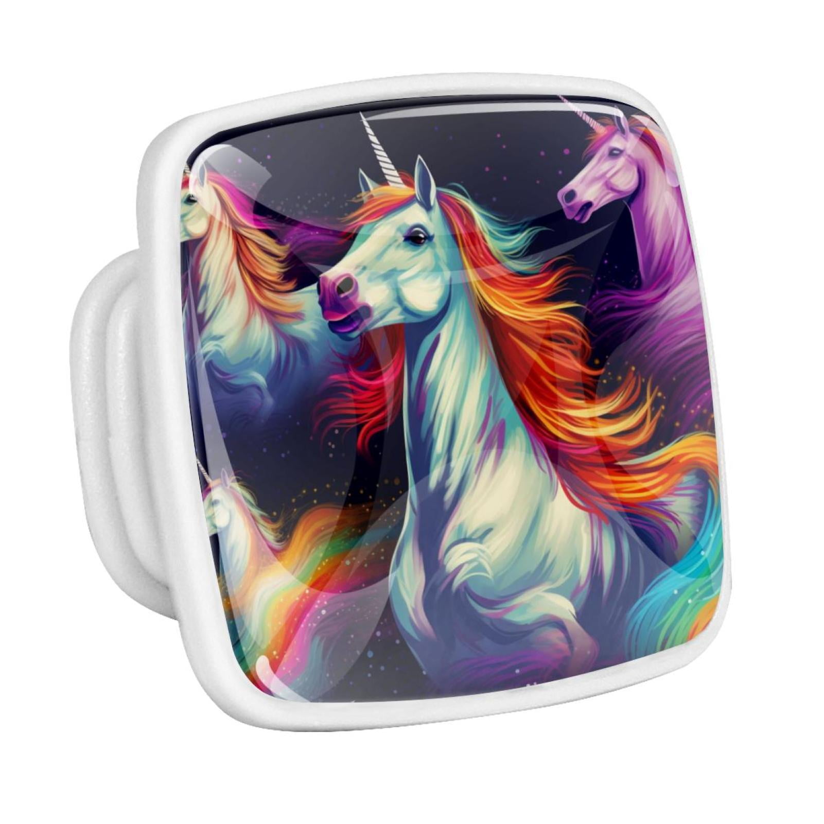 Rainbow Unicorn Cartoon Fluorescent Drawer Pulls with Screws Square 4