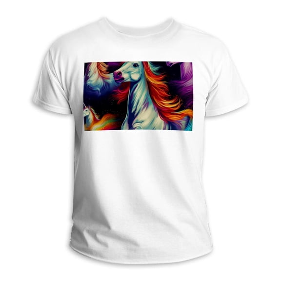 Rainbow Unicorn Classic White Cotton T-Shirt for Men - Soft and Breathable Casual Tee for Everyday Wear - 100% Cotton Material - Comfortable and Stylish Men's Top