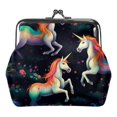 thumbnail image 1 of Rainbow Unicorn Coin Purse Kiss Lock Change Purse Vintage Trinkets Pouch, 1 of 7