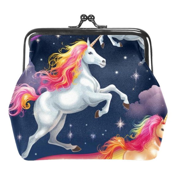 Rainbow Unicorn Coin Purse, Kiss Lock Coin Purse, Large Capacity Coin Pouch, Change Purse Cute Car Coin Holder for Women