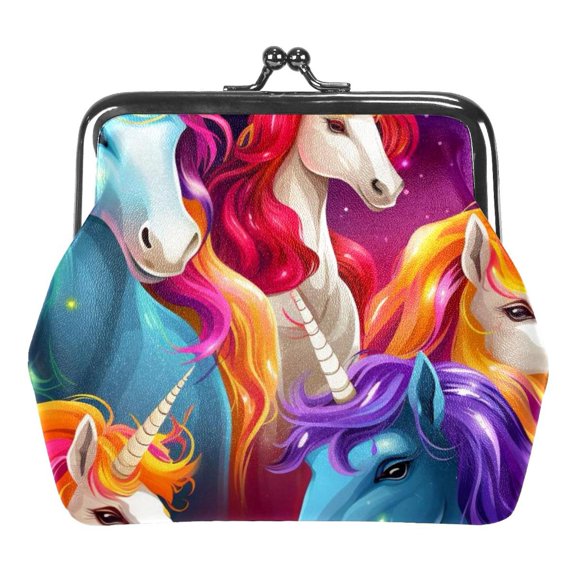 Rainbow Unicorn Coin Purse, Kiss Lock Coin Purse, Large Capacity Coin Pouch, Change Purse Cute Car Coin Holder for Women