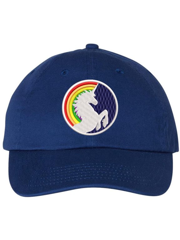 Rainbow Unicorn Embroidered Dad Hat LGBTQ+ Pride Gender Neutral Fashion Unisex Love Hat (RoyalBlue)