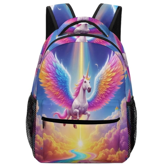 Rainbow Unicorn Fantasy Sky Backpack Men Women Teenage Daypack College Canvas Bags Lightweight