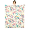thumbnail image 1 of Rainbow Unicorn Fleece Blankets Girls Kawaii Unicorn Throw Blanket Throw 50"X60" Girly Colorful Horse Animals Sherpa Blanket,Cute Heart Stars Plush Bed Blankets Cute Decor for Sofa Couch, 1 of 7