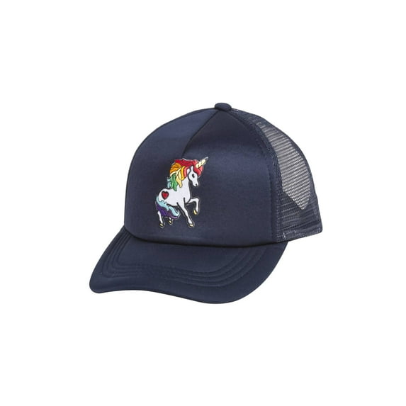 Rainbow Unicorn Foam Trucker Mesh Adjustable Hat - Navy