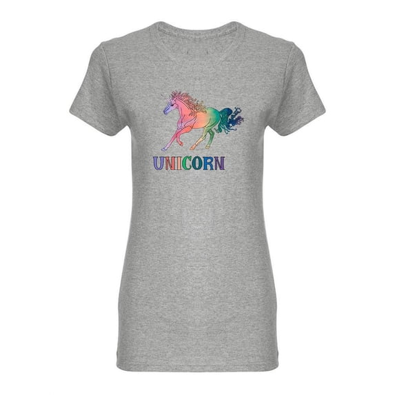 Rainbow Unicorn Graphic Shaped T-Shirt Women -Image by Shutterstock, Female Small