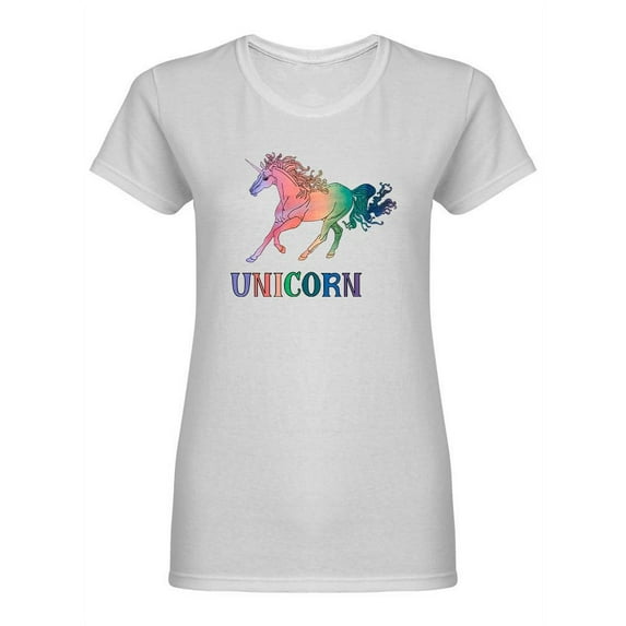 Rainbow Unicorn Graphic Shaped T-Shirt Women -Image by Shutterstock, Female XX-Large