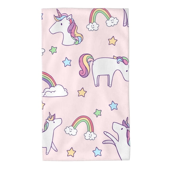 Rainbow Unicorn Hand Towels for Bathroom Set of 2, Ultra Soft Absorbent Fingertip Towels for Bathroom Beach Kitchen Decorative Spa Gym Face Towel, 23.6x15.7in