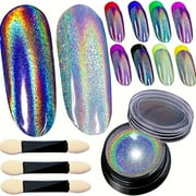 Rainbow Unicorn Holographic Nail Powder - Mirror Effect Glitter Pigment Dust for DIY Nail Art
