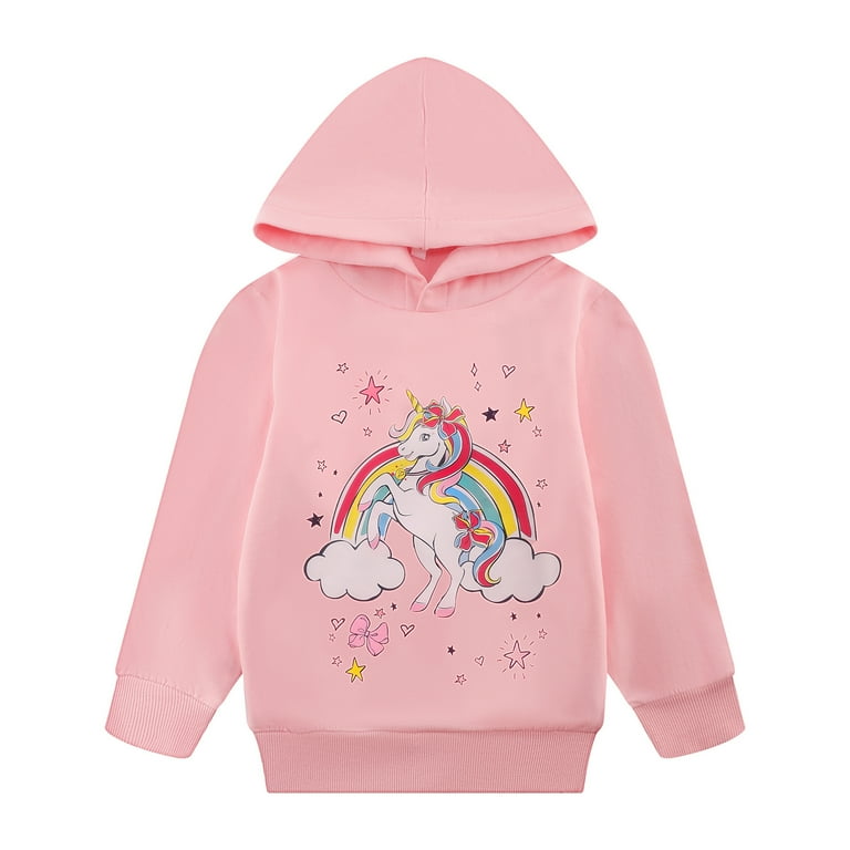 Rainbow Unicorn Hoodie Sweatshirt for Girls Toddler Pullover Tops